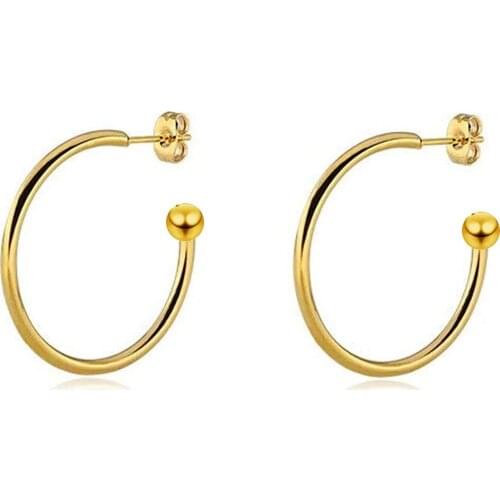 Stainless Steel Round Earrings Hot Sale Circle With Back Gold Color Ear Hoop Earrings for Women Jewelry Wholesale
