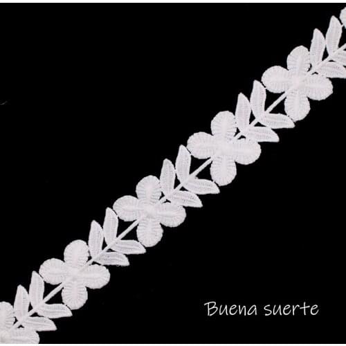 Buena Suerte 2Yard White Daisy Flower Embroidery Lace Ribbon Fabric for Sew DIY Handmade Materials Accessories High Quality