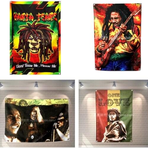 Jamaican Reggae Music bob marley Rock poster flag banner tapestry cloth painting Wall Sticker Bar cafe home Background decor