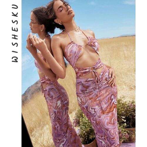 Ruched Swamp Printed Sexy Midi Dress Women Backless Cut Out Bodycon Dresses Elegant Casual Club Robe 2021 Summer Club Outfits