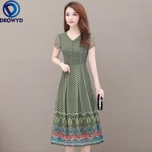 Summer Beach Green Print Chiffon Dress for Women 2021 Fashion Short Sleeve V-neck Bodycon Dress Elegant Boho Party Dress Vestido