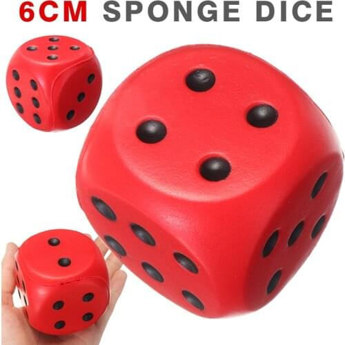 1pc 6cm Big Sponge Dice Solid Color Soft Stretchy Dices for Board Games Kids Fun Cognitive Toy