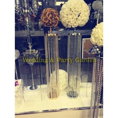 120cm Tall Wedding Aisle crystal pillars flower vase road leads Wedding Centerpiece Event Props