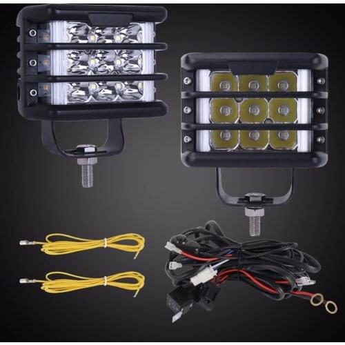 36W Car Light White Amber Turn Signal Driving Spot Light Cubes with Wiring Harness for Off Road Truck ATV SUV LED Work Light 2pc