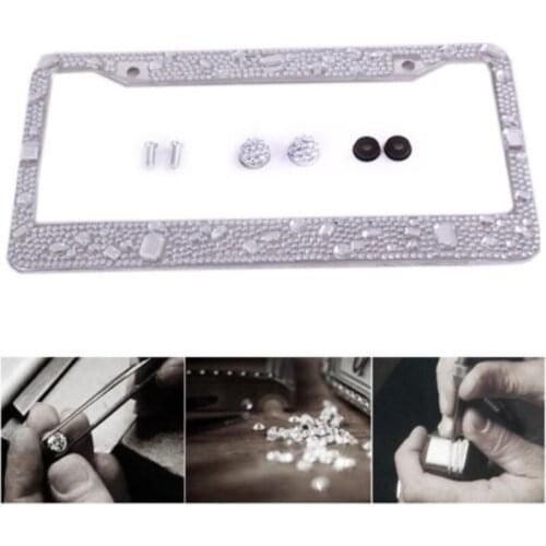 2PC Bling Bling License Plate Frame For Women 2 Pack Bouns Matching Screws HOT
