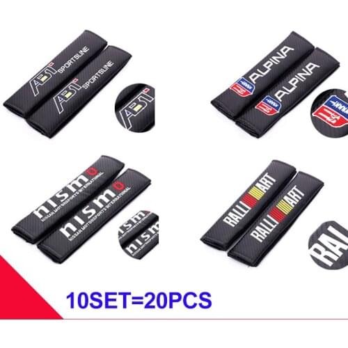 20pcs for Mitsubishi BMW Audi NISSAN Carbon Fiber Black ABT ALPINA Ralliart Nismo Car Interior Padding Seat Belt Protect Covers