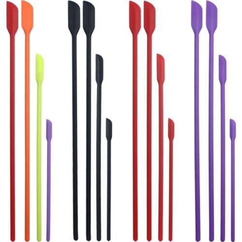 4Pcs/Set Mini Silicone Spatula Set Mixing Sampling Small Rubber Spatula Makeup Bottles Cosmetic Thin Jar Scraper Beauty Products