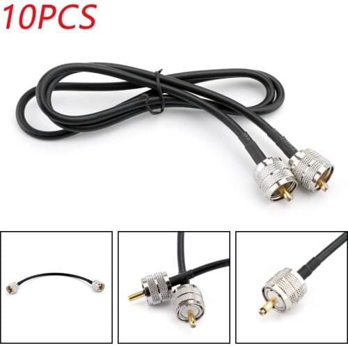 Artudatech 10Pcs UHF PL259 Male to Male Plug Coax Pigtail Jumper Coaxial Cable RG58 Connector 100cm 50cm 25cm
