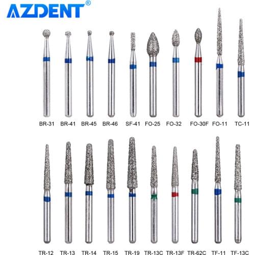 AZDENT 20 boxes/100pcs Dental Diamond Burs for High Speed Handpiece Medium FG 1.6MM Dentist Tools Polishing Drills Dental Lab