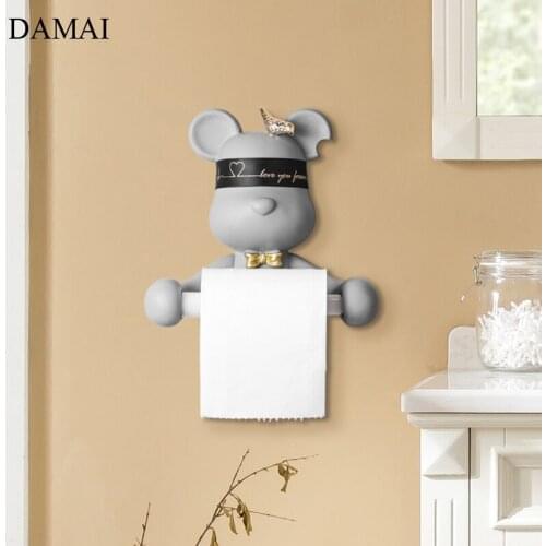 Bear Toilet Paper Holder Animal Decorative Ceramic Rolling Tissue Dispenser Bathroom Dectorstions Towel Home Restroom Organizer