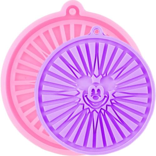 Disney Mickey Coaster Silicone Molds DIY Keychain Epoxy Resin Mold Round Geode Coaster Agate Mold Chocolate Candy Fondant Moulds