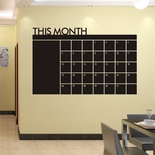 PVC Vinyl Chalkboard Monthly Calendar Wall Decal Planner Mural Wall Paper Removable Wall Stickers Kids Lean Gift TB Sale
