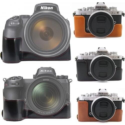 Pu Leather Camera Bag Half Body Case Base For Nikon Z fc Zfc Z50 Z5 Z6 Z7 II Z6II Z7II P1000 P900 Digital Cameras