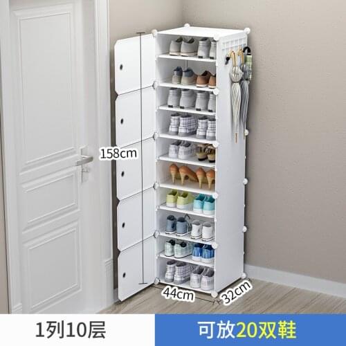 Quality ABS Shoes Rack Shelf Storage Cabinet Portable 8 and 10 Layer Dustproof Economical College Dormitory Bedroom Space-Saving