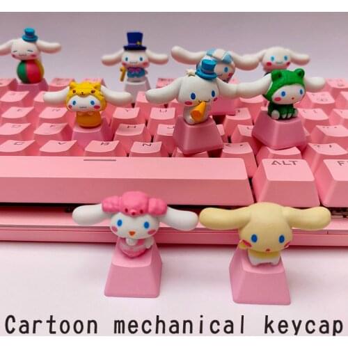Keycaps For Mechanical Keyboard Big Ear Dog Key Caps PBT Anime Kawaii Lovely Pink Cartoon Personality Keycap Accessories Single