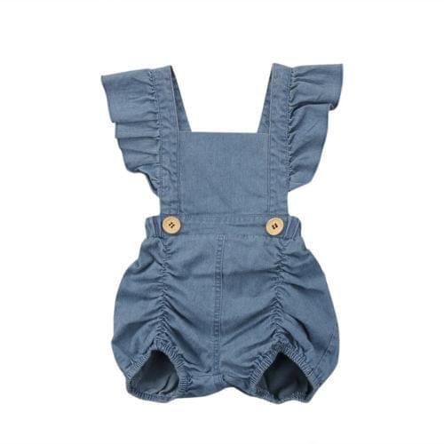 Newborn Baby Girls Ruffles Romper Jumpsuit Denim Jeans Sunsuit Outfits Baby Clothing
