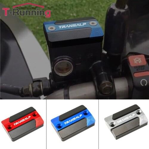 LOGO TRANSALP Motorcycle Aluminum Motorcycle CNC Front Brake Oil Fluid Reservoir Cap Billet For TRANSALP 600 650 700 XLV