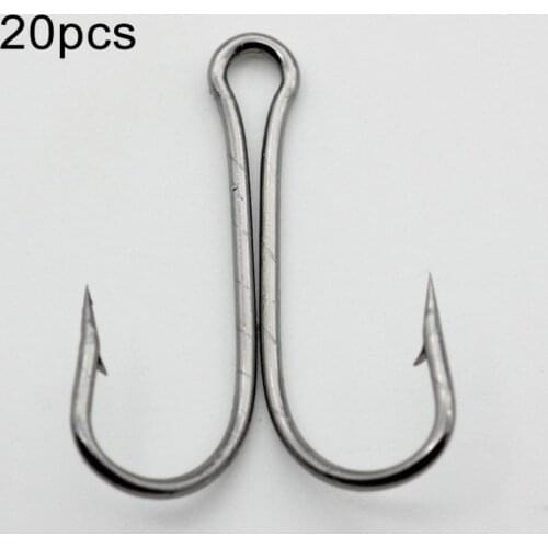20PCS/SET Durable Use Carbon Steel Fishing Hooks Crank Hook Fly Tying Double Hook For Lure Outdoor Fishing Accessories