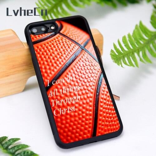 LvheCn Silicone Phone Case Cover for iPhone 6 6S 7 8 Plus X XS XR 11 12 Mini Pro Max Basketball Christian Jesus bible verse