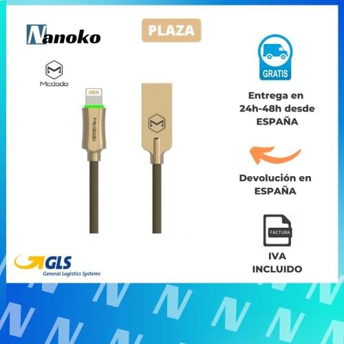 Mcdo-fast charging cable-PREMIUM braided real quality metal with LED charging shipping from Spain