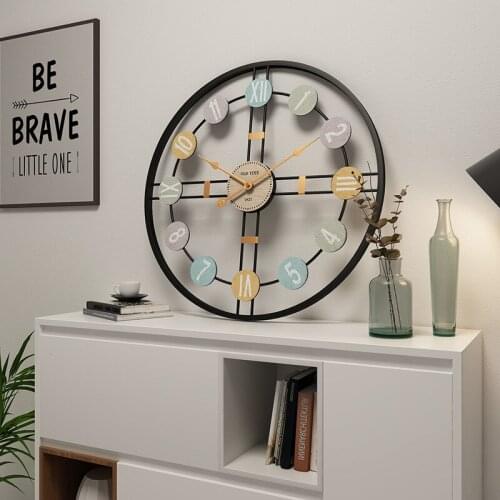 Metal dial material mute simple clock modern craft iron clock living room decoration creative Round shape wall clock
