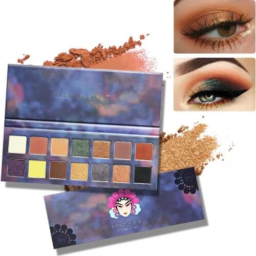 Miaool-MN119 Makeup Set, Glitter Eyeshadow, Chinese Flavor, 14 Colors, Earth, Nude, Sunset, Waterproof