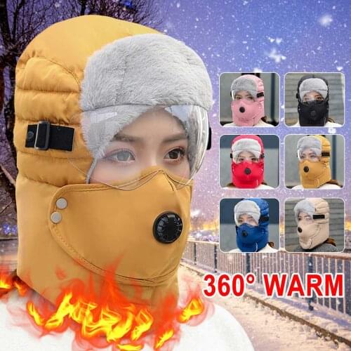 2020 Fashion Warm Cap Winter Hats Unisex Original Design For Women Waterproof Hat With Glasses Sports Windproof Mask Hat Scarf