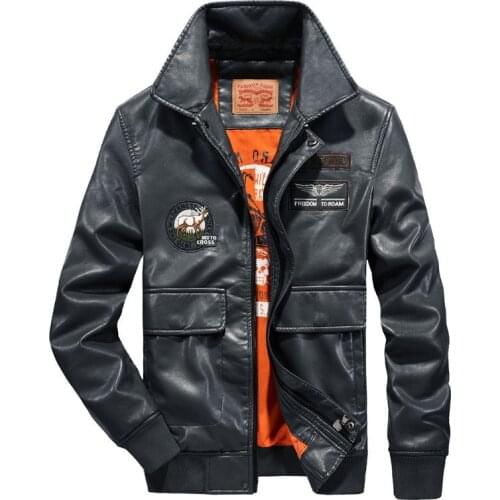 Mens Clothing Autumn and Winter New Outdoor Casual Pu Leather Jacket Trendy Mens Large Size Lapel PU Leather Jacket Top