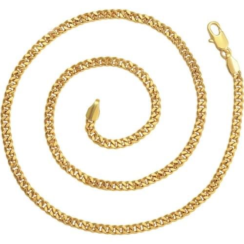 MxGxFam ( 60 / 70 cm x 5 mm ) Hip Hop Jewelry Yellow Gold Color Firgo Long Chain Necklaces for Men