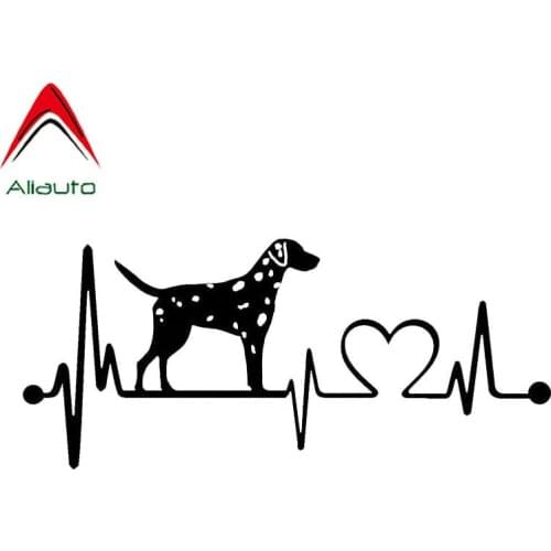 Aliauto Personality Car Stickers Dalmatian Heartbeat Dog Vinyl Decal Automobile Styling Truck Decoration Black/Silver,18cm*7cm