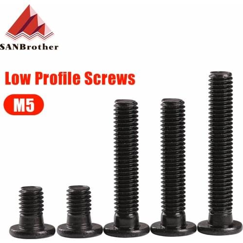 3D Printer Parts M5 Low Profile Screws M5*6/8/10/12/15/20/25/30mm black color M5 Low Profile Screws
