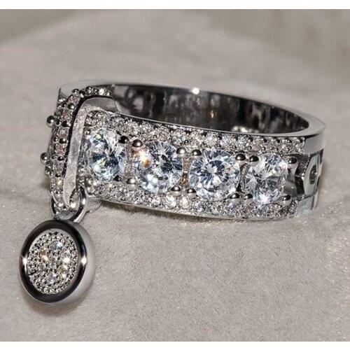 2020 New Arrival Vintage Rose Gold Silver Color Crystal Wedding Rings For Woman Luxury White Zircon Engagement Ring Jewelry Gift