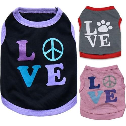 Small and Medium-sized Dog Pet Clothes Comfortable and Beautiful Printed Letters LOVE Breathable Vest T-shirt Short Sleeves