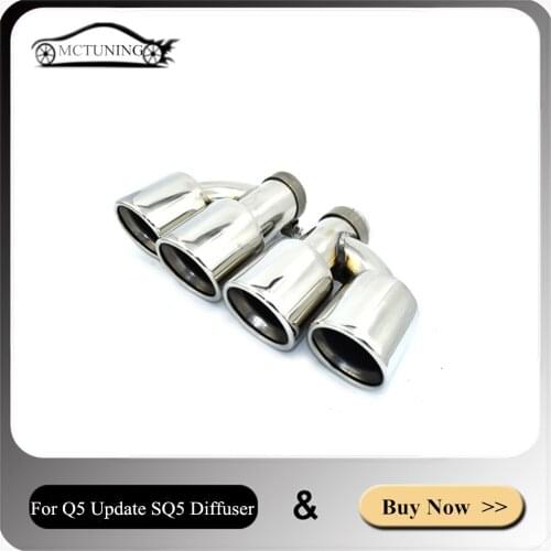 One Pair Of Exhaust Tip For Aud-i Q5 Update SQ5 Diffuser Black/Silver Stainless Steel Exhaust Tailpipe Nozzles Muffler Pipe