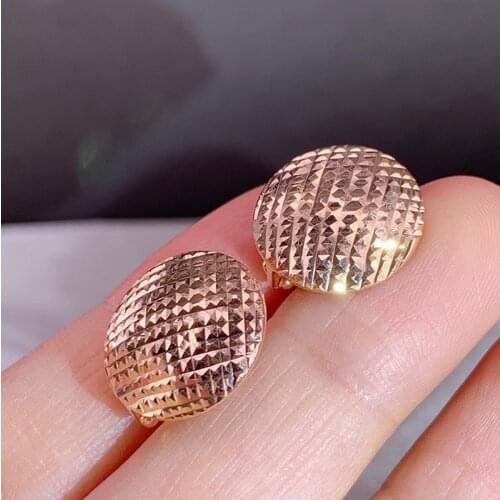 Solid 18K Rose Gold Earrings Women Big Round Stud Earrings Italian design Earrings