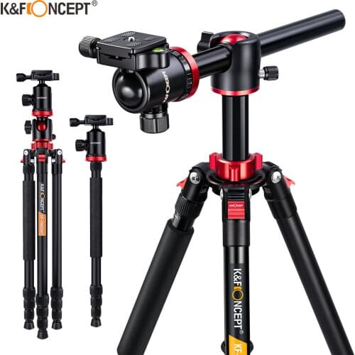 K&F CONCEPT Camera Tripod Professional 180' Foldable Lightweight Tripod with Ball Head and Carrying Bag for DSLR SLR Camera