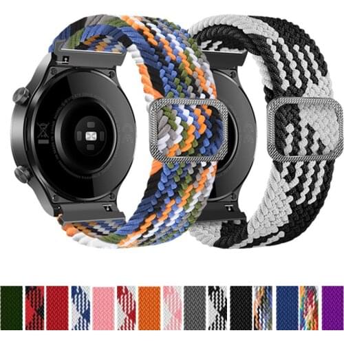 20 22MM Braided Solo Loop Watch Band for Samsung Galaxy 42mm 46mm Sports Strap Gear S3 Bracelet for Huawei GT2 Pro Watchbands