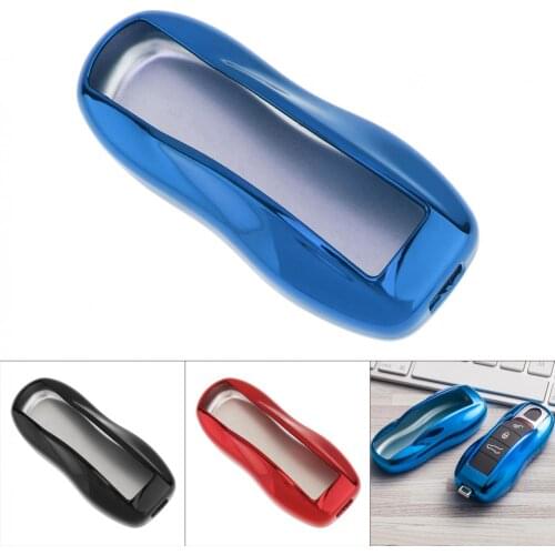 TPU 2 Colors Straight Plate Car Key Case Protector Holder for Porsche Macan Boxster Cayman Cayenne Carrera