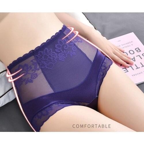 Sexy Lace Hip Lift Cotton Crotch Comfortable Breathable Womens High Waist Pantie Thin Elasticity No Trace Female Underpants A57