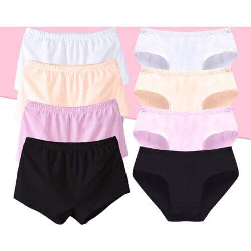 4pcs Teenage Girl Underwear Panties Solid Color Girls Boxer Breathable Cotton White Shorts Casual Kids Briefs Children Clothing