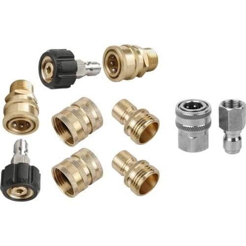 8x Pressure Washer Adapter Set,Quick Disconnect Kit & 1set Stainless Steel Pressure Washer Adapter Set