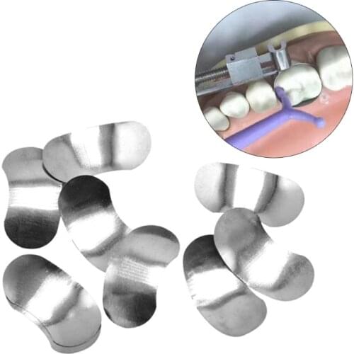 Y1UF 100Pcs Dental Sectional Contoured Matrices Matrix Bands with 2 Rings Orthodontic