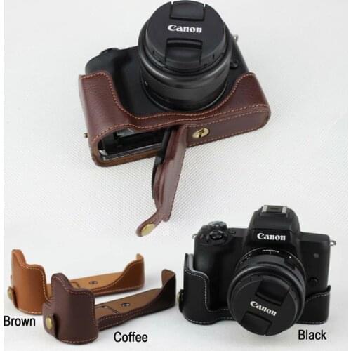 Genuine Real Leather Protect Half Case Grip for Canon Eos M50 Camera