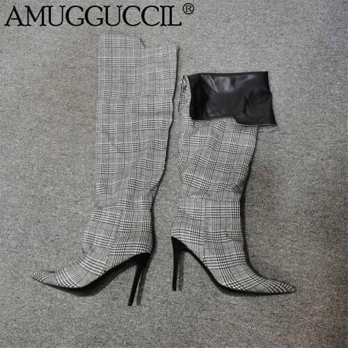 2020 New Arrival Plus Big Size 36-47 Black Fashion Sexy Thigh High Heel Over The Knee Autumn Winter Lady Women Boot X2009