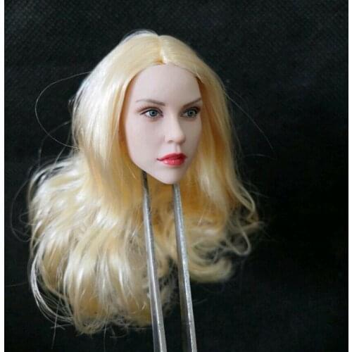 1/6 European Female Head Carving Long Hair Beauty Girl Head F 12'' PH Figure