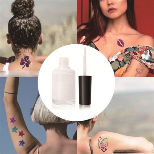 1PCS 15ml Semi-permanent Clear One-time Colorful Glitter Powder Tattoo Glue Flash Powder Glue Waterproof Body Art Paint