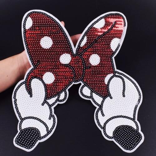 1Pc Bowtie Red Bow Knot Embroidered Patches Iron on Sewing Applique Clothing for Girls Clothes Shoes Backpack Stickers Badges