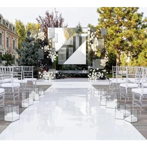 10m/lot White Wedding Decorations Aisle Runner Mirror Carpet Party Stage Used Shiny Carpets 0.5M/0.8M/1M 1.2M 1.5M 2M Wide
