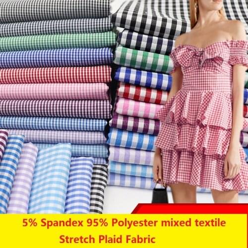 145cm*100cm Stretch Blue White Black Plaid Spandex Clothing Fabrics Handmade DIY Work Clothes Dresses Apparel Sewing Fabrics