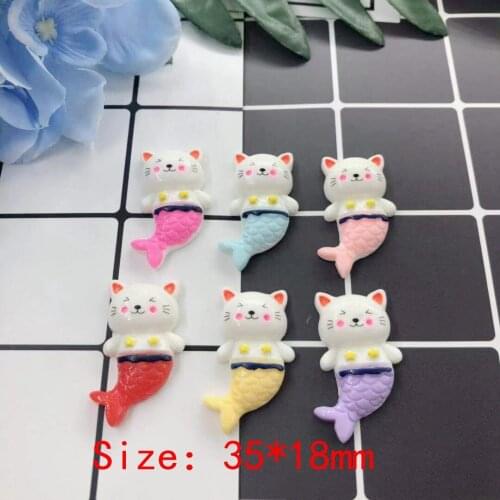 20PCS Resin Animal Kawaii Cat Mermaid Flatback Cabochon DIY Phone Jewerly Scrapbooking Decorative Craft Making Hair bows